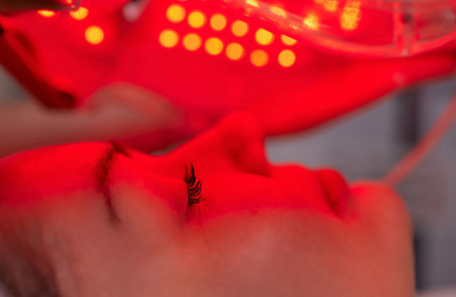 LED red light therapy facial close-up