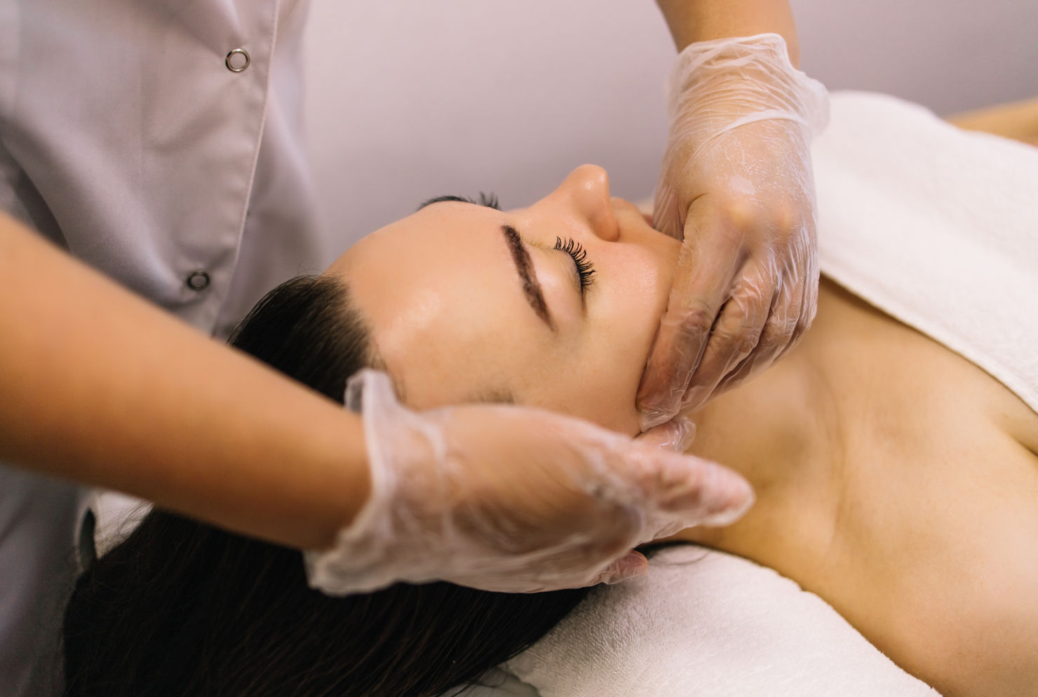 Relaxing facial massage during a signature facial